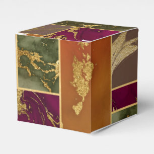 Autumn Luxury   Geometric Gold Jewel Tone Marble Favour Box