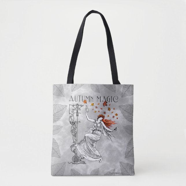 Autumn Magic Dancer Cymbals Redhead Nouveau Wicca  Tote Bag (Front)