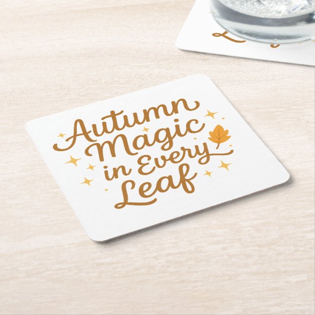Autumn Magic in Every Leaf Set of Paper Coasters (Angled)