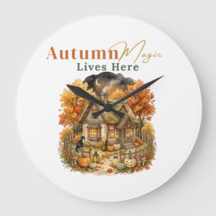 Autumn Magic Lives Here Large Clock