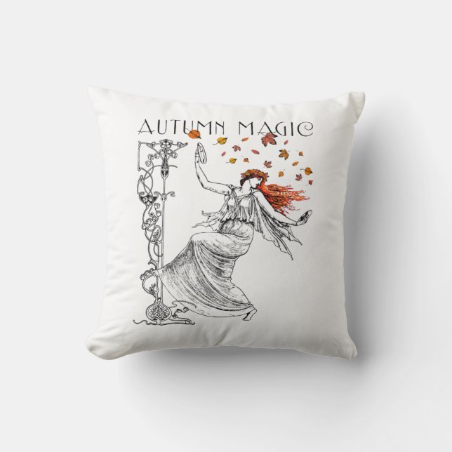 Autumn Magic Solstice Halloween Dancer Witchy Cushion (Front)