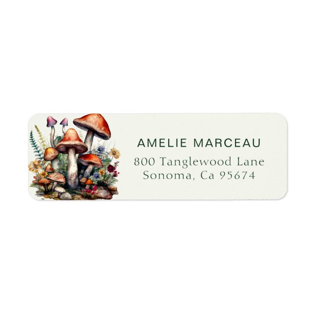 Autumn Magical Mushrooms Return Address Label (Front)