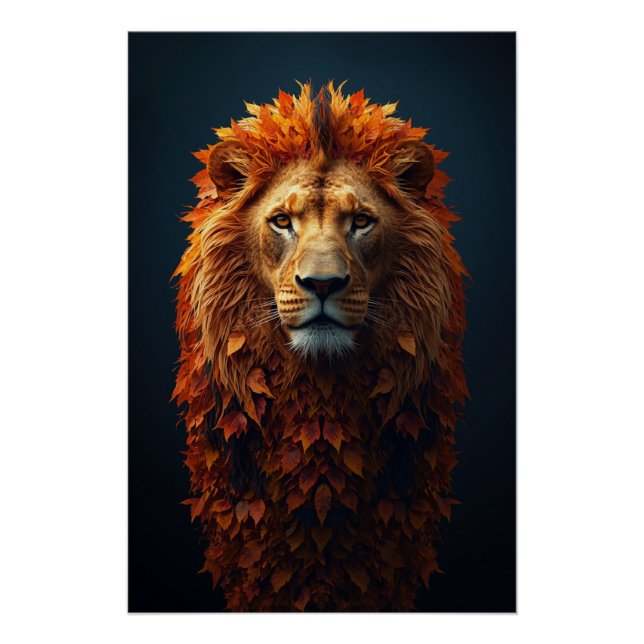 Autumn Majesty – Regal Lion with Autumn Mane Poster (Front)