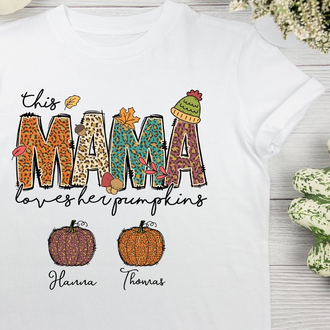 Autumn Mama Love Her Pumpkin Leopard  T-Shirt (Creator Uploaded)