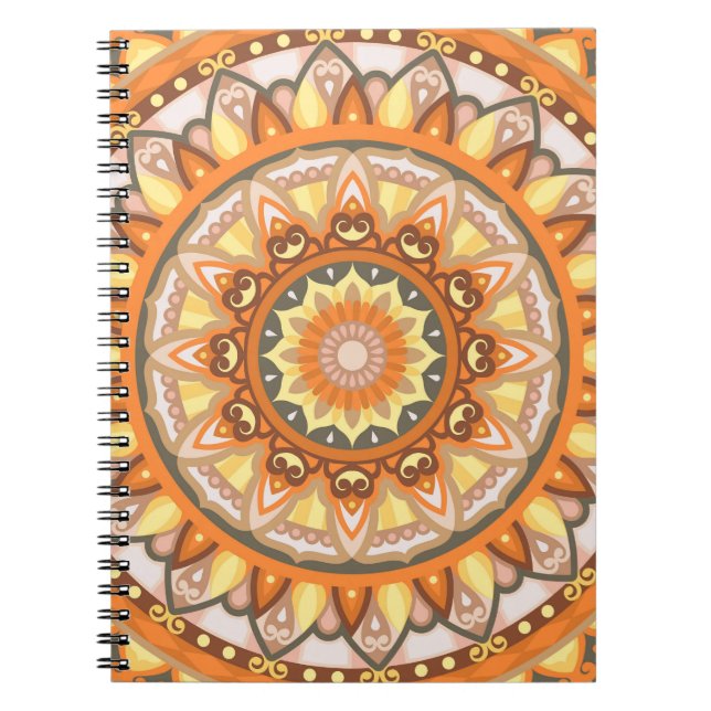 Autumn Mandala Cosy Boho Geometric Pattern Fall Notebook (Front)