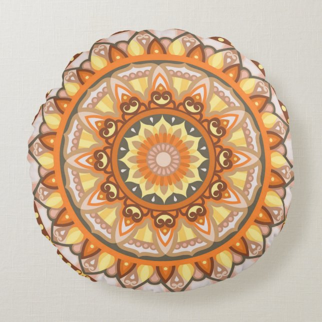 Autumn Mandala Round Pillow (Front)