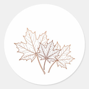 Autumn Maple Botanical Line Art Warm Leaf Graphic Classic Round Sticker
