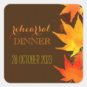 Autumn Maple Brown Wedding Square Sticker