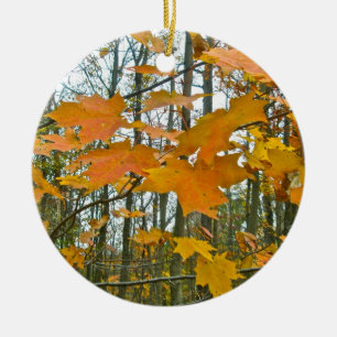 Autumn Maple Foliage Ceramic Ornament