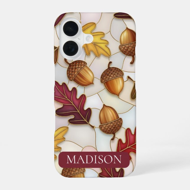 Autumn Maple Leaf Acorn Golden Nuts iPhone 16 Case (Back)
