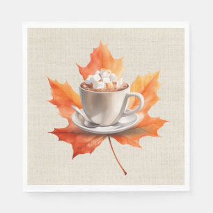 Autumn Maple Leaf and Hot Cocoa Napkin
