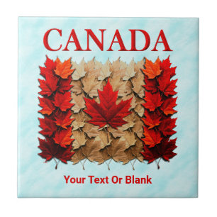Autumn Maple Leaf Canadian Flag Ceramic Tile