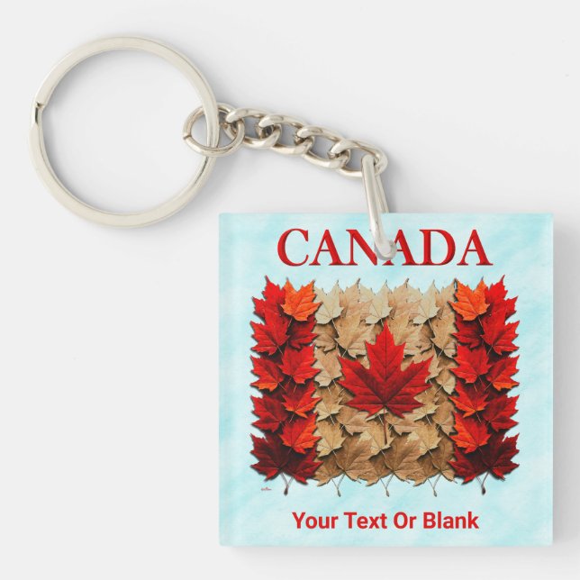 Autumn Maple Leaf Canadian Flag Key Ring (Front)