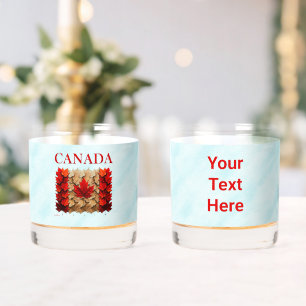 Autumn Maple Leaf Canadian Flag Whiskey Glass