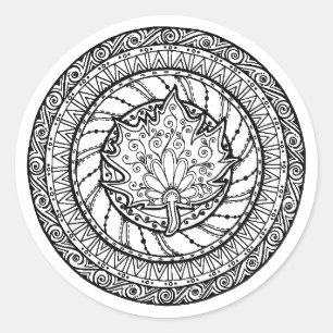 Autumn Maple Leaf Doodle Classic Round Sticker