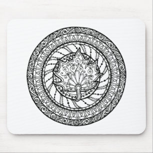 Autumn Maple Leaf Doodle Mouse Pad
