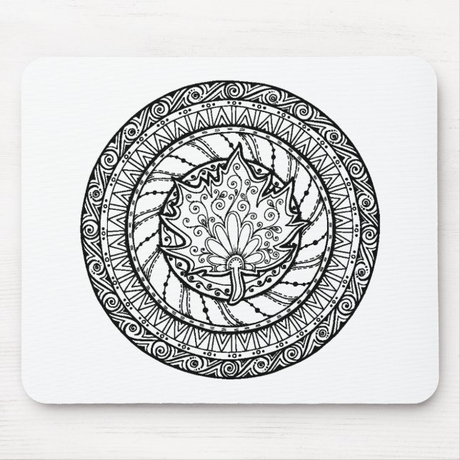 Autumn Maple Leaf Doodle Mouse Pad (Front)