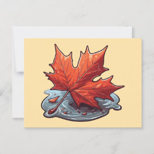 Autumn Maple Leaf in Water Postcard
