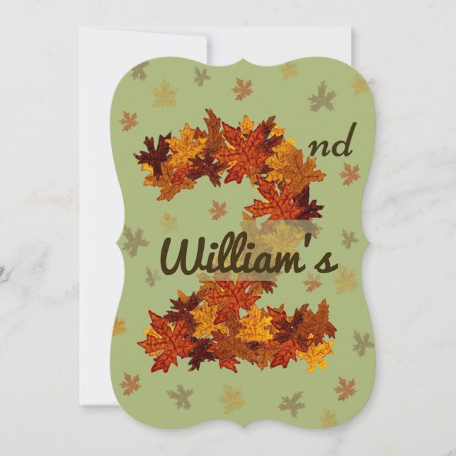 Autumn Maple Leaf Orange Brown Yellow 2nd Birthday Invitation (Front)