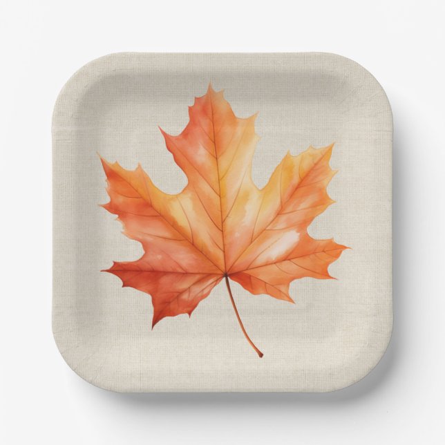 Autumn Maple Leaf Paper Plate (Front)