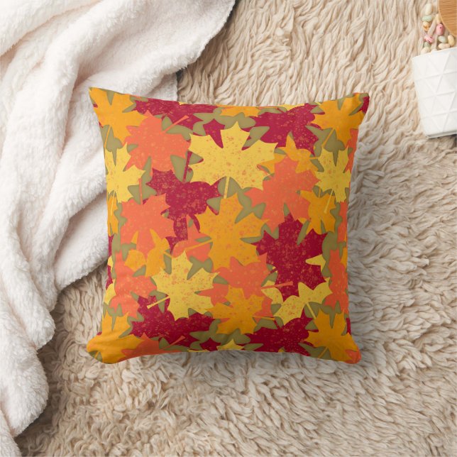 Autumn Maple Leaf Pattern Cushion (Blanket)