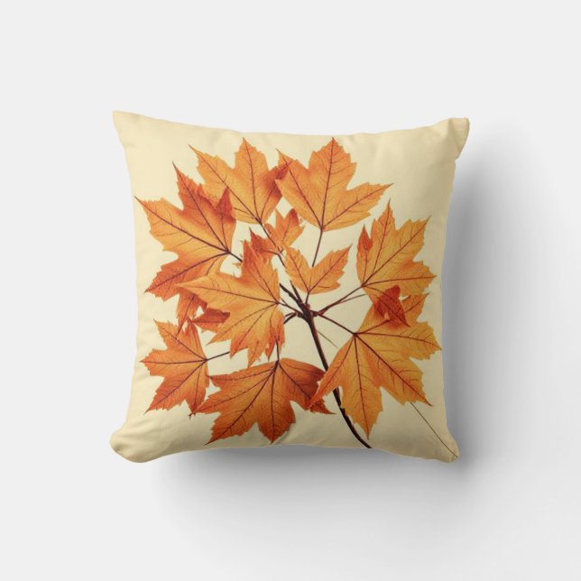 Autumn Maple Leaf Print: Fall Foliage Cushion (Front)