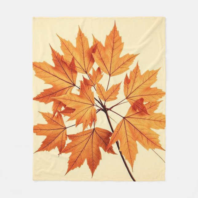 Autumn Maple Leaf Print: Fall Foliage Fleece Blanket (Front)