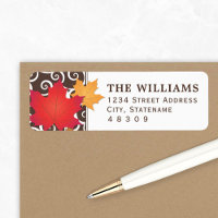 Autumn Maple Leaf Scrollwork Address