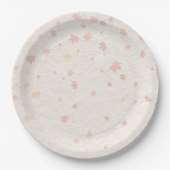 Autumn Maple Leaf | Soft Orange & Yellow Design Paper Plate (Front)