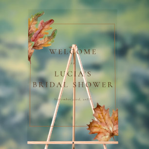Autumn Maple Leaf Watercolor Bridal Shower Welcome Acrylic Sign