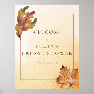 Autumn Maple Leaf Watercolor Bridal Shower Welcome Poster
