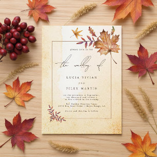 Autumn Maple Leaf Watercolor Wedding Invitation