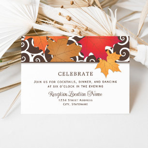 Autumn Maple Leaf Wedding Reception Invitation