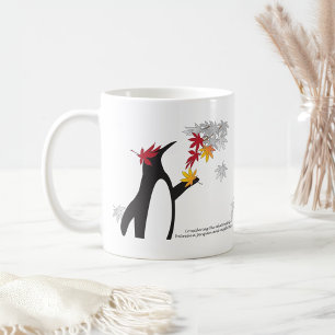 Autumn Maple Leaves and Funny Penguin Coffee Mug