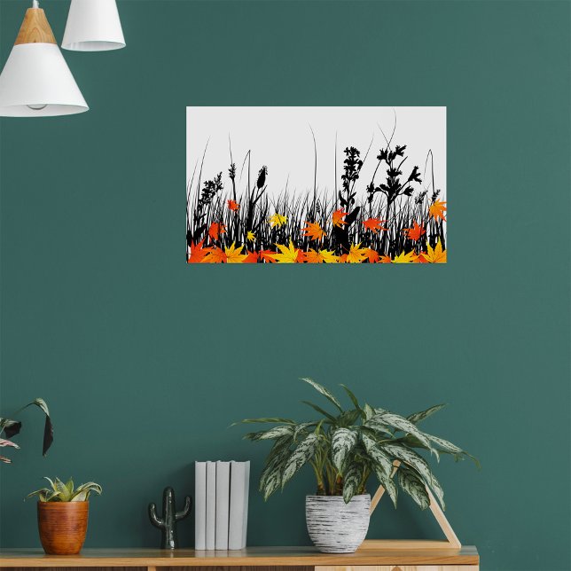 Autumn Maple Leaves and Wild Grass Silhouette  Poster (Creator Uploaded)