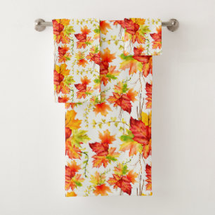 Autumn Maple Leaves  Bath Towel Set