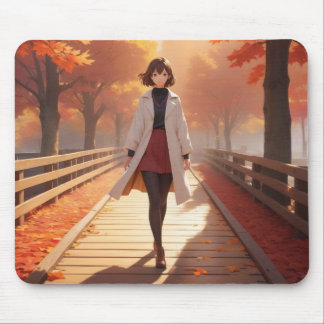 Autumn Maple Leaves Breeze Anime Mousepad