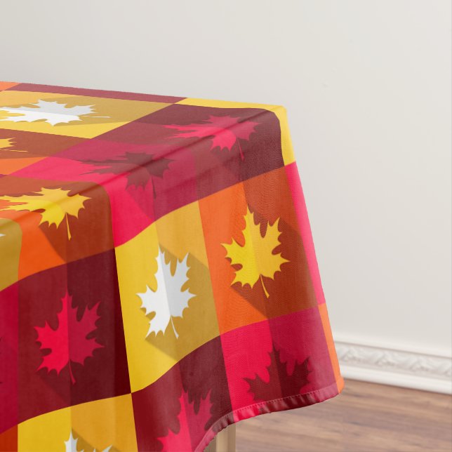 Autumn Maple Leaves Bright Patchwork Tablecloth (In Situ)