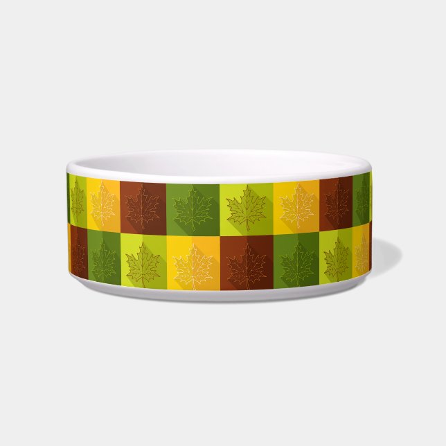 Autumn Maple Leaves, brown and green Bowl (Front)