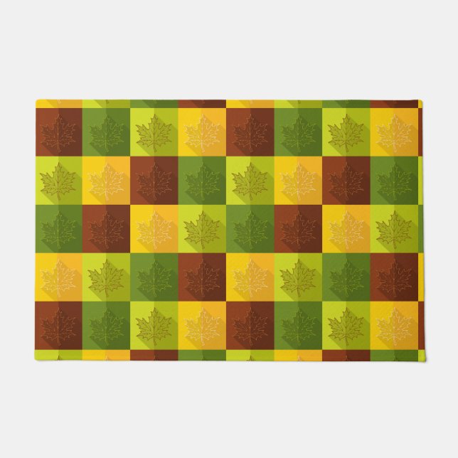 Autumn Maple Leaves, brown and green Doormat (Front)