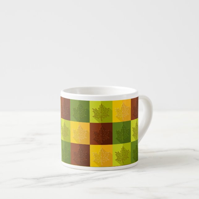 Autumn Maple Leaves, brown, gold, green Espresso Cup (Front Right)