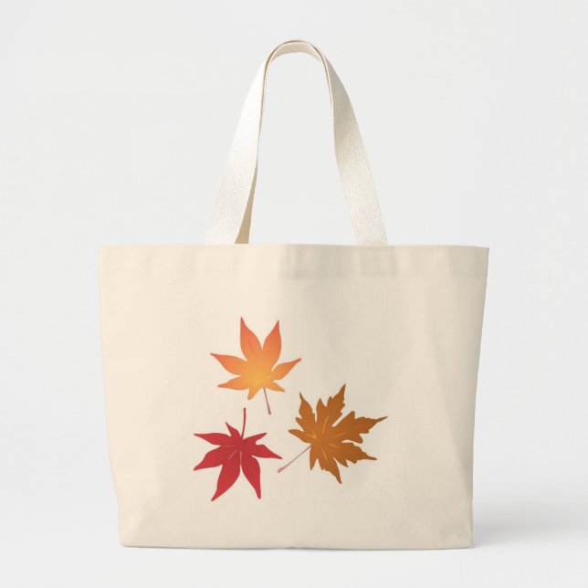 Autumn Maple Leaves Collection Large Tote Bag (Front)