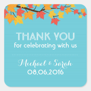 Autumn Maple Leaves Fall Thank You Sticker