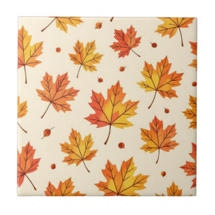 Autumn Maple Leaves Falling Pattern Ceramic Tile