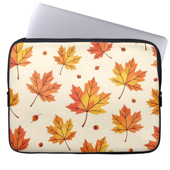 Autumn Maple Leaves Falling Pattern Laptop Sleeve (Front)