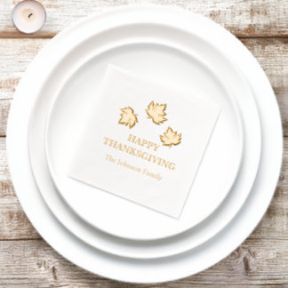 Autumn Maple Leaves Happy Thanksgiving  Foil Napkins