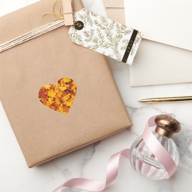 Autumn Maple Leaves Heart Sticker (Gifting)