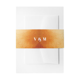 Autumn Maple Leaves Initial Name Invitation Belly Band