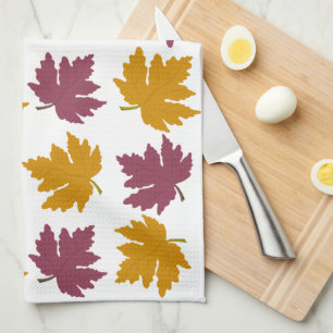 Autumn Maple Leaves Modern Tea Towel
