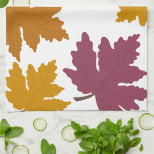 Autumn Maple Leaves Modern Tea Towel